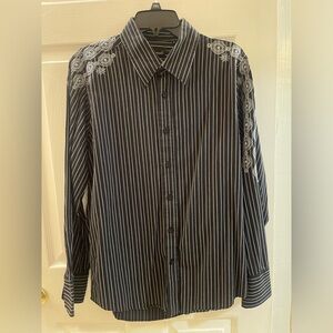 7 Diamonds Mens Button Down shirt with fancy embroidery Sz Large